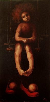 Doru Cristian Deliu; Asteptand, 2015, Original Painting Oil, 30 x 60 cm. Artwork description: 241  red, arlequin, circus, clown ...