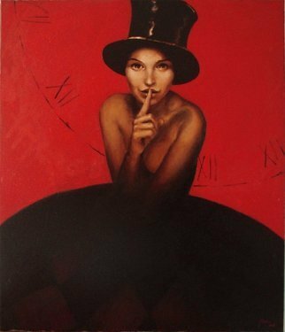 Doru Cristian Deliu; Rosu Si Negru, 2015, Original Painting Oil, 70 x 60 cm. Artwork description: 241  red, arlequin, circus, clown ...
