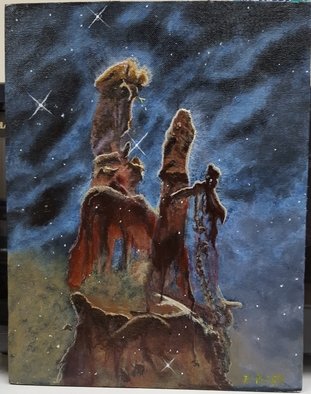 Daniel Rose; Eagle Nebula, 2017, Original Painting Acrylic, 9 x 13 inches. Artwork description: 241 Painted the Eagle Nebula from a Hubble image. ...
