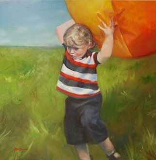 Dorothy Siclare; Determined, 2011, Original Painting Oil, 36 x 36 inches. Artwork description: 241  This award winning painting depicts a little boy lifting a beach ball over his head.  It's very big he' s very small. He' s very determined. ...