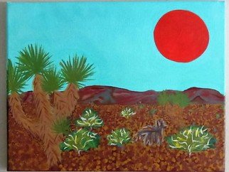 David Sanchez; Joshua Coyote, 2016, Original Painting Acrylic, 14 x 10.7 inches. Artwork description: 241   Inspired by Joshua Tree   ...