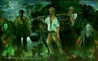 Lou Posner, 'Bringing In The Grapes', 2000, original Painting Oil, 14 x 9  inches. Artwork description: 5079 A tribute to Perry County, Indiana, and Old World wineries. [ SOLD 6- 25- 01]...