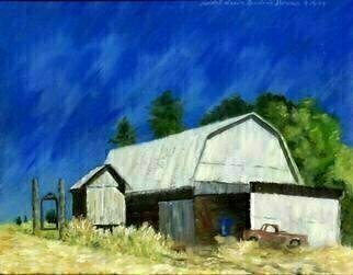 Lou Posner, 'Brown Family Barn', 1999, original Painting Oil, 18 x 14  x 1 inches. Artwork description: 3495 One of those days when the sky was SOOOO blue...