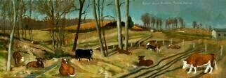 Lou Posner, 'Deom Farm II', 2000, original Painting Oil, 28 x 10  inches. Artwork description: 4287 Part of the 4- painting, Perry County, Indiana, farmscape suite....