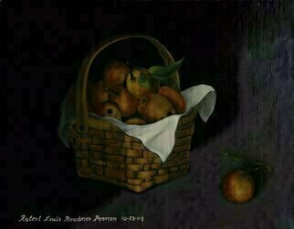 Lou Posner, 'Pears', 2009, original Painting Oil, 18 x 14  inches. Artwork description: 4683 Our neighbor brought us over this lovely basket of pears. It inspired the painting.  Private collection, Tuscon, Arizona [ SOLD 6- 24- 11]...