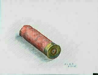 Lou Posner, 'Spent Shotgun Shell', 2005, original Drawing Pencil, 5 x 4  inches. Artwork description: 4683 Colored pencil.  In a private collection in Perry County, Indiana....
