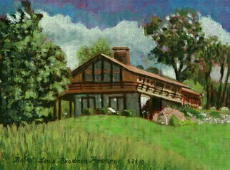 Lou Posner, 'The House From The Back Lawn', 2010, original Painting Oil, 12 x 9  x 1 inches. Artwork description: 5079  Our house from the back lawn.  We will be moving soon, and my wife wants me to create some mementos of the place where we've lived the past 22 years. ...