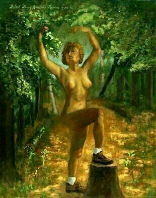 Lou Posner, 'Wood Nymph', 2000, original Painting Oil, 16 x 20  inches. Artwork description: 3495 A synthesis of the antique feminine and the modern woman....