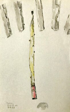 Lou Posner; Flypaper, 2023, Original Watercolor, 5 x 7 inches. Artwork description: 241 Flypaper with the usual suspects.Watercolor, for Sam Harris.  ...