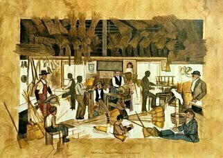 Lou Posner, 'The Broom Factory', 2020, original Painting Oil, 48 x 36  x 1.5 inches. Artwork description: 1911 Inspired by a broom factory in Utah around 1896.  From start to finish this painting took me 12 years. ...