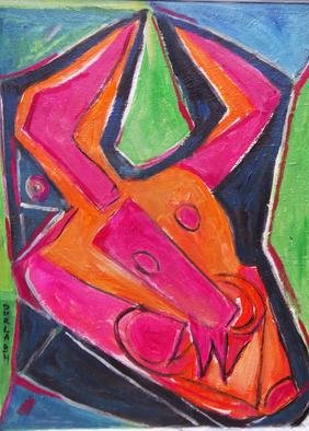 Durlabh Singh; Still Life With Bull Head, 2012, Original Painting Oil, 18 x 24 inches. Artwork description: 241  Still life in vivid colours. Contemporary painting, innovative, figurative, expressive. ...