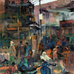 Durre Waseem; Urban Bustle One, 2000, Original Printmaking Giclee - Open Edition, 30 x 36 inches. Artwork description: 241 Giclee On Canvas of Oil Painting ...