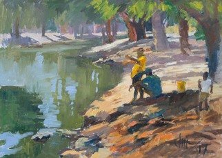 Durre Waseem; Out Fishing, 2017, Original Painting Oil, 24 x 18 . 