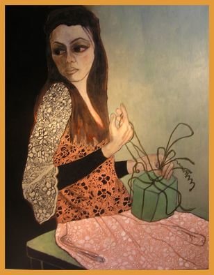 Bozena Dusseau Labedz; PRESENT, 2004, Original Painting Oil, 100 x 120 cm. Artwork description: 241    PAINTING NR: 0105XX1  TITLE: PRESENT- 2009  - DIM: 100 X 120 CM. - OIL ON CANVAS ...