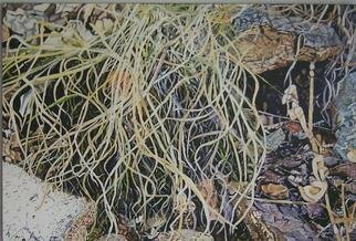 Jack Earley, 'A Clump Of Grass', 1988, original Painting Acrylic, 54 x 36  x 1 inches. Artwork description: 1911 Barely visible in the upper right is a family of cave people huddled under a small boulder, implying that our past is tucked away under every rock, under every clump of grass....