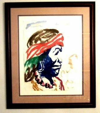 Jack Earley; Apache, 1990, Original Painting Other, 30 x 36 inches. Artwork description: 241 This expressive portrait is painted in sumi- e ink on hand- made rice paper, with triple acid- free matting and a rich mahogany frame with uv conservation glass....