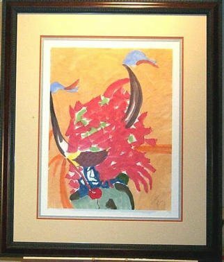 Jack Earley, 'Buffalo Dancer', 1990, original Painting Other, 42 x 34  x 1 inches. Artwork description: 2307 All I know about this young dancer is that he is filled with humility and grace.  He is painted with sumi- e inks on acid- free paper.  Sumi- e inks is the medium used in many Asian paintings.  The work is surrounded by acid- free material, giving ...