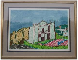 Jack Earley; Mission Church Zuni Country, 1990, Original Painting Other, 51 x 40 inches. Artwork description: 241 This mission is painted in sumi- ink on hand- made rice paper, with triple acid- free matting and a rich mahogany frame and uv conservation glass. ...