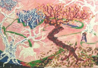 Jack Earley, 'Sycamores And A Plum Tree', 2001, original Painting Acrylic, 48 x 36  x 1 inches. Artwork description: 2703 This painting combines the wild sycamores and a decorative plum tree.  There is Soluvar varnish to protect the painting and textured antique gold on the edges to preclude the need for a frame....
