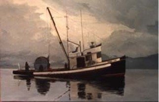 Ralph Eastland; Frank AM, 1998, Original Painting Acrylic, 24 x 18 inches. Artwork description: 241  Frank AM is a west coast seine boat. Although this was not a commissioned work, I have done and will do commissions of Marine subjects.  ...