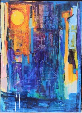 Edgar Bonne, 'Serenade In Blue', 2015, original Mixed Media, 57 x 74  cm. Artwork description: 1758   Mixed media on paper, mounted on composition board.Mixed Media on paper, pasted on composition board....