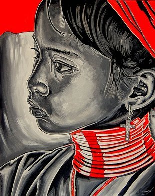 Norbert Szuk; Cambodia, 2009, Original Painting Acrylic, 80 x 100 cm. Artwork description: 241  Cambodia, Asia, child, figure, ethnic    ...
