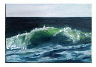 Edna Schonblum; Wave Quarantine Number 2, 2020, Original Painting Oil, 20 x 15 cm. Artwork description: 241 at home in covid s quarantine painting places I wanted to be...