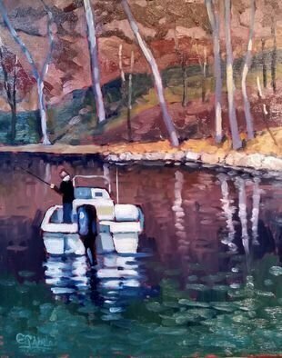 Edward Abela; Sunday Afternoon, 2019, Original Painting Oil, 16 x 20 inches. Artwork description: 241 Walking along the river Occoquan in Virginia, I was touched by the serenity and peace of this fishing boat. ...