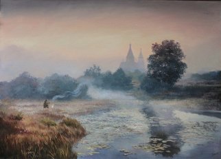 Eduard Panov; Morning Mist, 2017, Original Painting Oil, 70 x 50 cm. Artwork description: 241 morning, river...