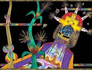 Edward Guzman; Beauty All Around Us, 1997, Original Printmaking Giclee, 24 x 18 inches. Artwork description: 241 This is an older favorite of mine that is now available as a Giclee print.There are many images to meditate on from the obvious kachina inspiration to the cosmos and beyond. I tried to embue this painting with as much beauty as I could.Hand embellished ...