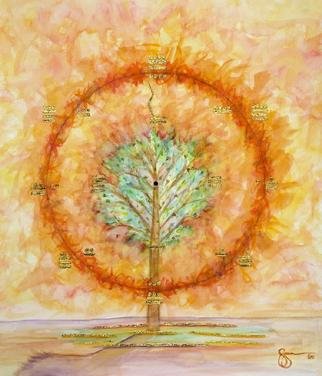 Edward Guzman; Sundance Tree, 2005, Original Printmaking Giclee, 13 x 15 inches. Artwork description: 241 Sundance Tree pays homage to sacred ceremony, to the endurance of spirit and to a lineage of beauty and grace and a commitment to freedom.This print is hand embellished with 22k gold leaf....