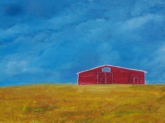 Paul Edwards; Lincolnshire Red Barn, 2009, Original Painting Acrylic, 11 x 9 inches. Artwork description: 241  View across recently cropped field to old red barn. Deepest Lincolnshire, acrylic on canvas ...