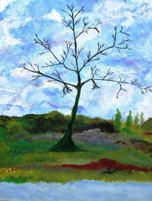 Paul Edwards; The Other Side Tree , 2009, Original Painting Acrylic, 10 x 12 inches. Artwork description: 241  English Spring landscape with moss coloured established tree ...