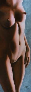 Edwin Ijpeij; The Forbidden Fruit, 2019, Original Painting Oil, 33 x 90 cm. Artwork description: 241 Original. Tempera And Oil On Panel. This life- size painting has the title: Le Fruit DA(c)fendu, which means in English The Forbidden Fruit. This very sensual nude celebrates the female beauty and power. The Forbidden Fruit refers to the creation story of humanity: Adam and Eve. ...