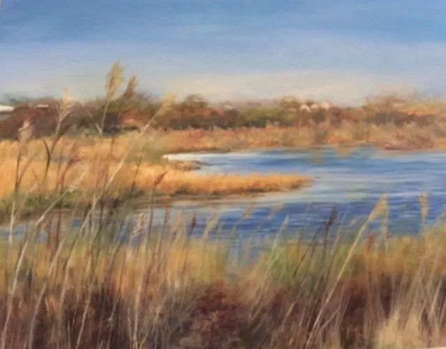 Renee Pelletier Egan; Bay Marshes, 2019, Original Painting Oil, 26 x 22 inches. Artwork description: 241 This painting depicts nature s marshes off- season. The grasses are earth tone colors such as beige, and brown tones accenting the blue waterway. ...
