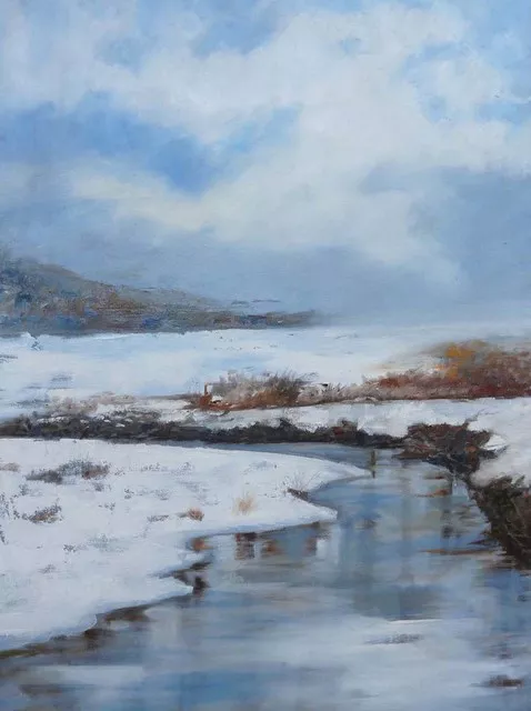 Renee Pelletier Egan; Solebury Winter, 2017, Original Painting Oil, 18 x 24 inches. Artwork description: 241 This winter scene shows a play of reflections on river water as well as a lovely use of cool colors that emphasize a cold and quiet winter scene. ...