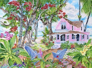 Eileen Seitz; Haven House, 2017, Original Watercolor, 30 x 22 inches. Artwork description: 241 Old Fashioned wooden house in a beautiful garden setting...