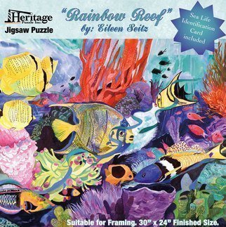 Eileen Seitz; RAINBOW REEF, 2016, Original Watercolor, 30 x 24 inches. Artwork description: 241  1000 Piece Jigsaw Puzzle ...
