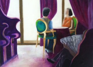 Elizabeth Bogard; Hotel Lounge Conversation, 2014, Original Painting Acrylic, 16 x 24 inches. Artwork description: 241  abstract figurative painting, fantasy painting, Italian painting, purple painting, gold painting, conversation painting, couple painting, hotel painting, cafi? 1/2 painting, restaurant painting, vacation painting, lounging painting, tearoom painting, interior painting, Italy painting, contemporary painting, modern painting, two persona painting, travel painting, European painting, contemporary painting, modern painting, mysterious ...