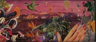 Elena Mary Siff; A Wild Night At The Pier, 2012, Original Collage, 7 x 9 inches. Artwork description: 241    Collage of Santa Monica Pier with Sci Fi imagery ...