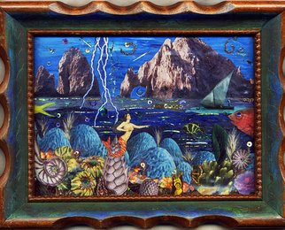 Elena Mary Siff; Siren, 2017, Original Collage, 10 x 8 inches. Artwork description: 241 mermaid, collage, seascape, surreal...