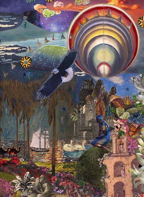 Elena Mary Siff; The Thorny Road Of Honour, 2017, Original Collage, 11 x 14 inches. Artwork description: 241 Surreal landscape based on Hans Christian Andersen short story...