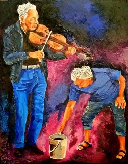 Eli Gross;  He Played The Violins  C..., 2016, Original Painting Acrylic, 40 x 50 cm. Artwork description: 241  VIOLIN ...