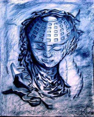 Elisha Sherman; Raphaelesque Head, Exploded, 7, 2007, Original Drawing Charcoal, 18 x 24 inches. Artwork description: 241  After Salvador Dali's, Raphaelesque Head, Exploded, 1951 ...
