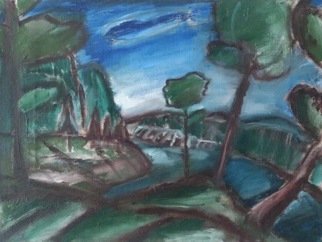 Vyacheslav Panichev; Northern Bay, 2014, Original Painting Oil, 40 x 30 cm. Artwork description: 241 landscape, forest, Bay, sea, lake, summer, wind, breeze, expressionism, grove, wood, copse, coppice...