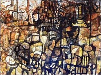 Niels Ellmoos; Alchemist Laboratory, 2005, Original Painting Acrylic, 120 x 62 cm. Artwork description: 241 A mythical depiction of an' alchemist' s' secret laboratory.  This idea came to me while researching the early smelting practices of processing silver from lead galaena....