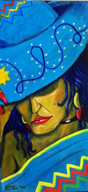 Elio Lopez; Mujer Con Sombrero 1, 2007, Original Painting Oil, 18 x 26 inches. Artwork description: 241  Oil on wood ...