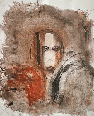 Emilio Merlina, 'Queen Solitude', 2015, original Drawing Charcoal, 49 x 59  cm. Artwork description: 23493  on canvas ...