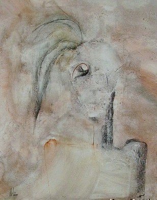 Emilio Merlina, 'Amazon', 2007, original Drawing Charcoal, 40 x 49  x 2 cm. Artwork description: 87663  charcoal on canvas ...
