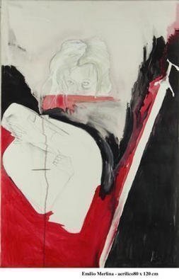 Emilio Merlina, Devil and angel, 1989, Original Painting Acrylic, size_width{child_war-1031338627.jpg} X 120 cm